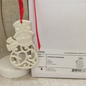 Lenox Pierced Snowman Hanging Ornament NWT